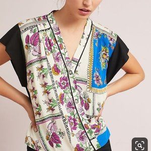 Anthropologie Tiny Cara Floral Wrap Blouse Small